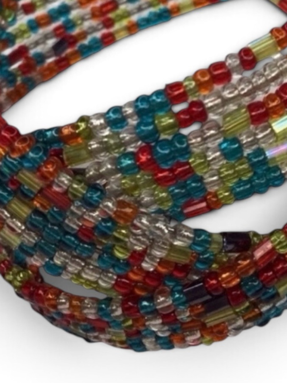Vintage Handmade Multicolor Twisted Seed Bead Cuff Bracelet – NOS - Picture 6 of 10